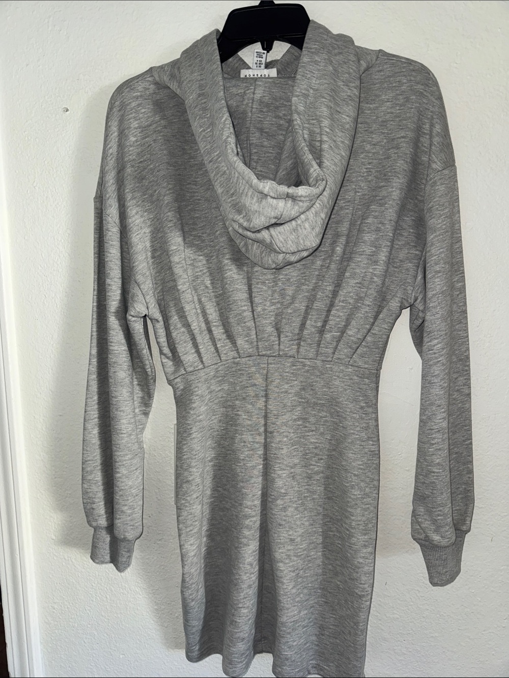 Topshop Light Grey Long Sleeve Hoodie Dress - Picture 3 of 4